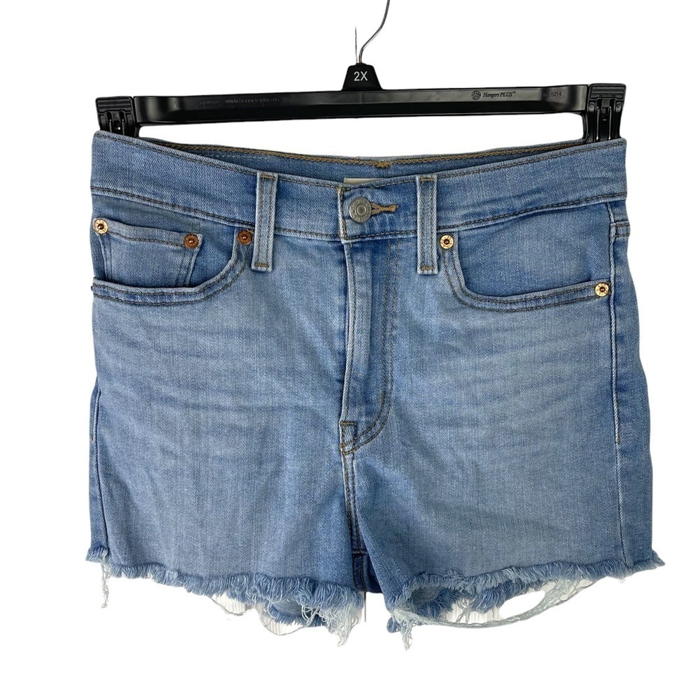 Levi’s High Rise Raw Hem Blue Jean Shorts Size 27 Jorts